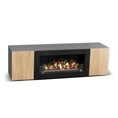 Тумба под ТВ с биокамином SteelHeat LIVORNO 140 см (корпус Графит / фасады дуб Сонома)